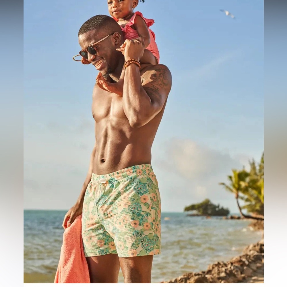 Chubbies Green and Orange Floral Swim Trunks